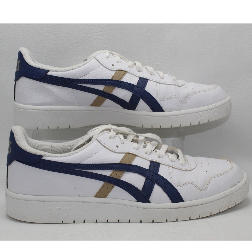Asics Japan S Mens Size 13 White Navy Tan Leather Low Top Sneakers 1201A173